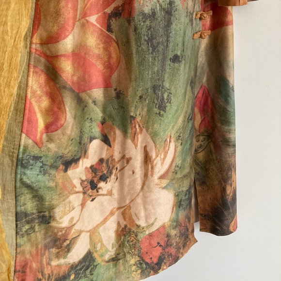 Soft Surroundings Orofino Faux Suede Open Front Watercolor Duster Jacket, Sz L - Picture 6 of 16